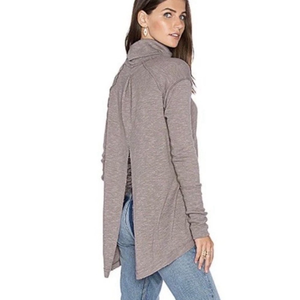 Free People Women's Turtleneck Split Back Shirt Size Large